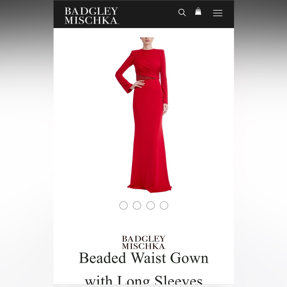 Badgley Mischka Red beaded Modest Gown brand new